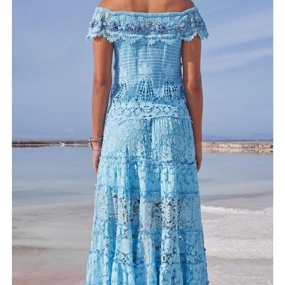 Boston Proper Long Dress Blue Cotton Blend Boho Size s - Picture 3 of 6